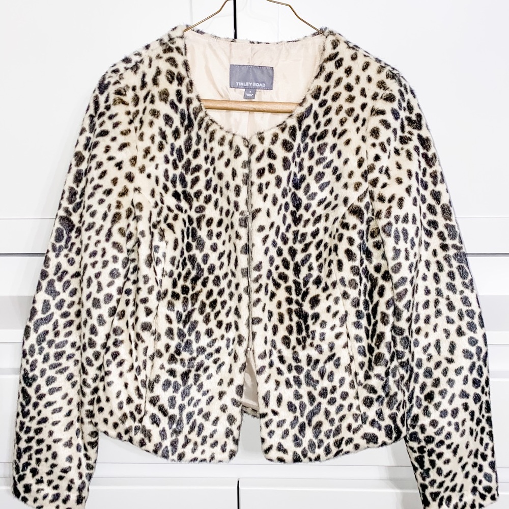 Faux fur animal print jacket